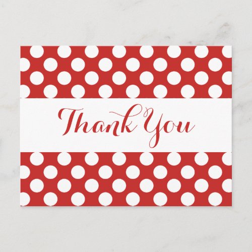 Thank You Red Burgundy  White Polka Dots Postcard