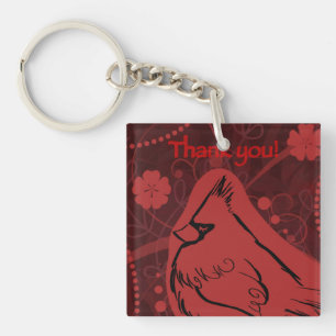 Thank You Red Cardinal Keychain