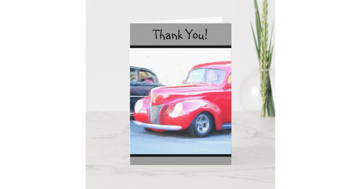 Thank You Red Classic car greeting card