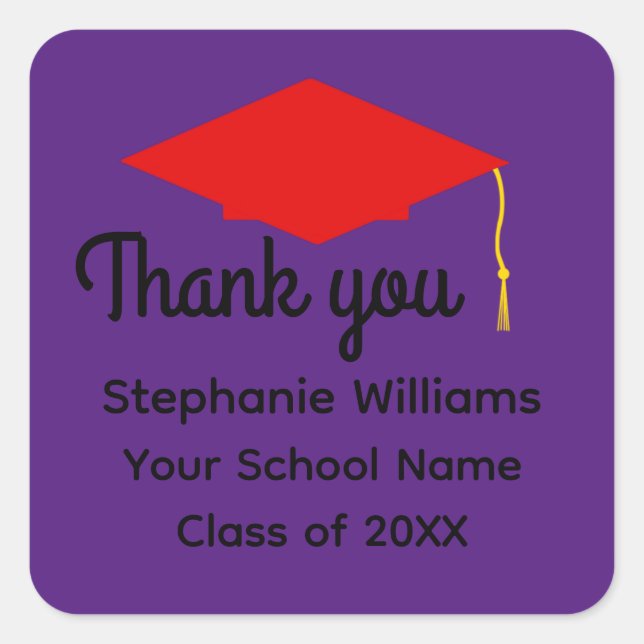 Thank You Red Graduation Cap #1-2 Stickers (Front)