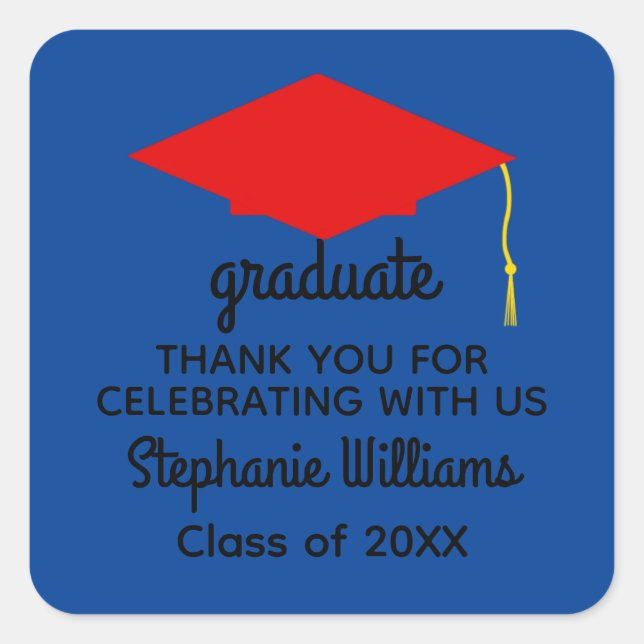 Thank You Red Graduation Cap #1 Stickers (Front)