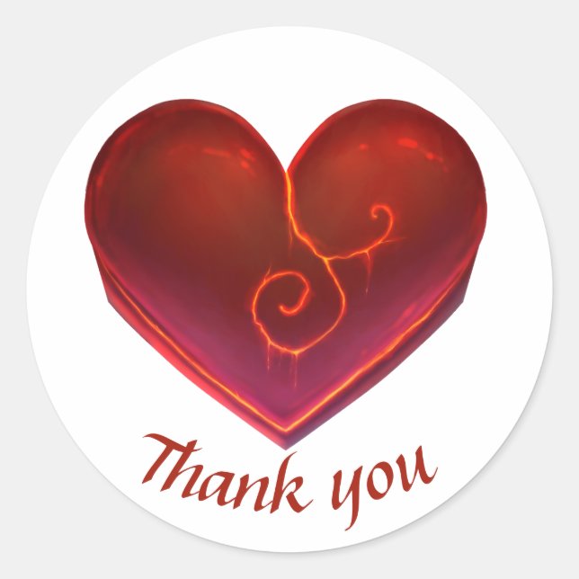 Thank you red heart sticker label modern (Front)