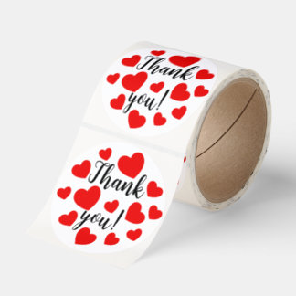 Thank you Red Hearts Classic Round Sticker
