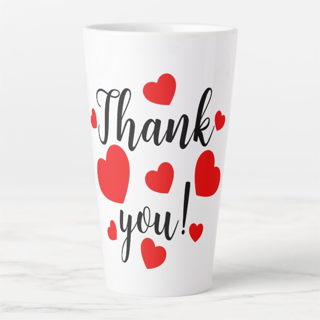 Thank you Red Hearts Latte Mug (Front)