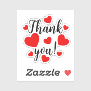 Thank you Red Hearts Sticker