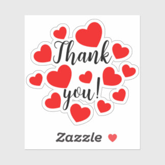 Thank you Red Hearts Sticker