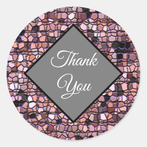 Thank You Red Mosaic Tile Pattern Appreciation Classic Round Sticker