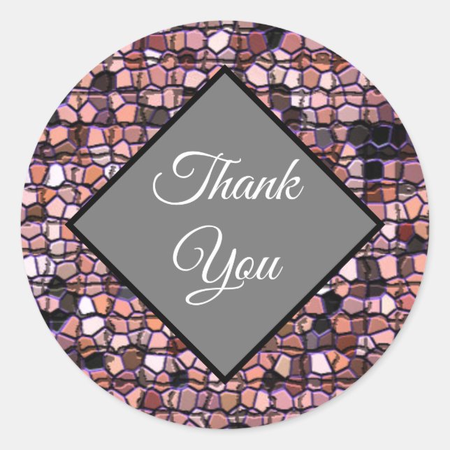 Thank You Red Mosaic Tile Pattern Appreciation Classic Round Sticker (Front)