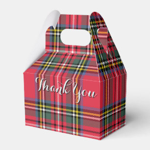 Thank You Red Plaid Gable Favor Box