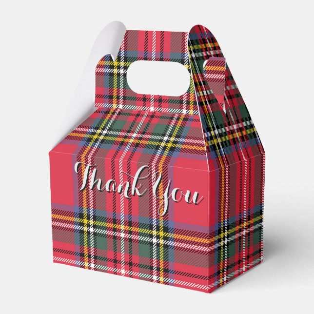  Thank You  Red Plaid Gable Favor Box (Front Side)