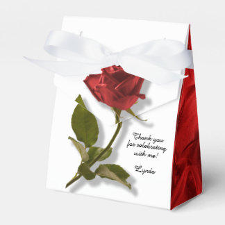 Thank You - Red Rose and Stem - Floral Photography Favor Boxes