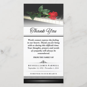Thank You Red Rose on Piano - Words Cannot Express Card