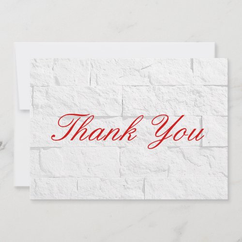 Thank You Red Script Grey Wall Brick Flat Card