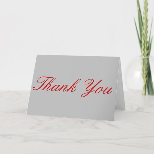 Thank You Red Silver Gray Color Greeting Card