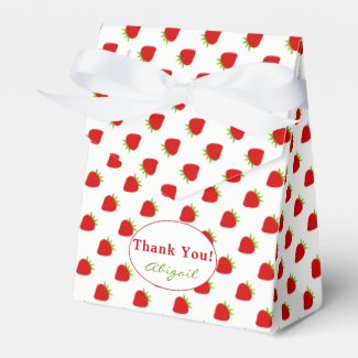 Thank You | Red Strawberry Pattern Tent Favor Box