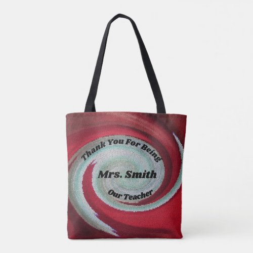 Thank You Red Swirl Artistic Teacher Appreciation Tote Bag