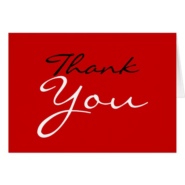 Thank You Red White Black Color Greeting Card (Front Horizontal)