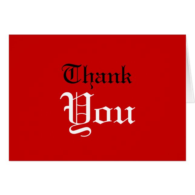 Thank You Red White Black Color Greeting Card (Front Horizontal)