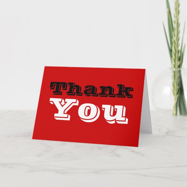 Thank You Red White Black Color Greeting Card (Front)