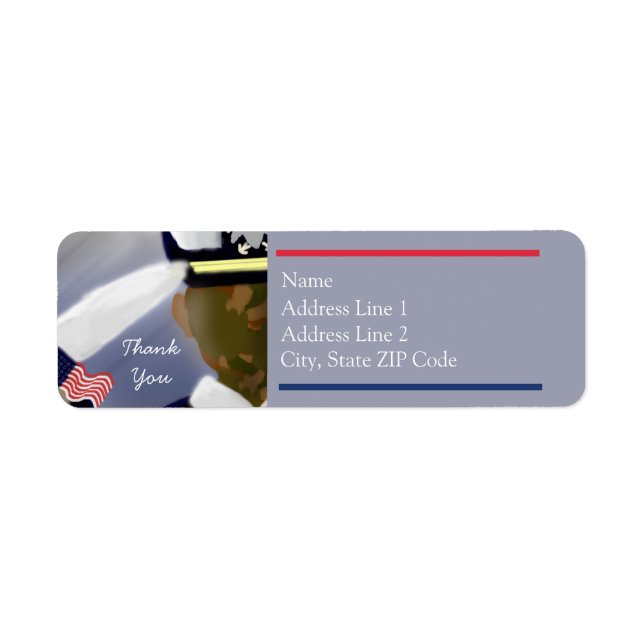 Thank You Red White Blue Striped Camo Veteran  Label (Front)
