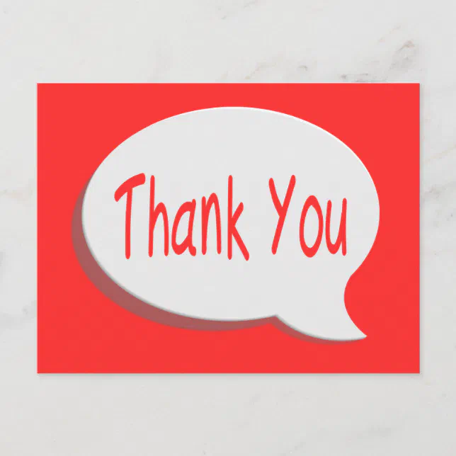 Thank You Red And White Bubble Qoute Post Card Zazzle