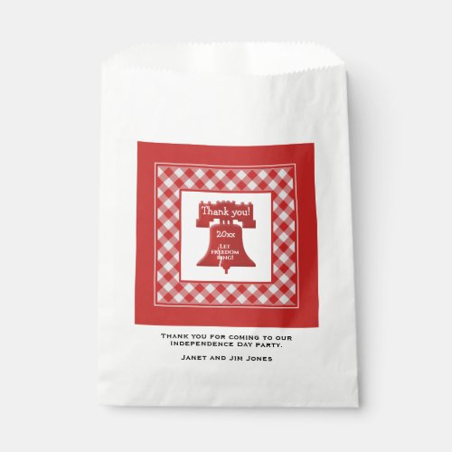 Thank You _ Red White Gingham Liberty Bell Favor Bag