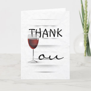 Thank You Red Wine Glass Card