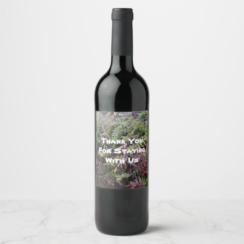 Thank You Rental House Ferns Photo Forest Cabin Wine Label