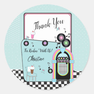 Thank You, Retro 1950's Diner Birthday  Classic Round Sticker