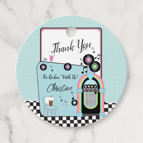 Thank You Retro 1950s Diner Birthday  Favor Tags