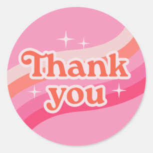 Thank You Retro 1970s Groovy Sticker
