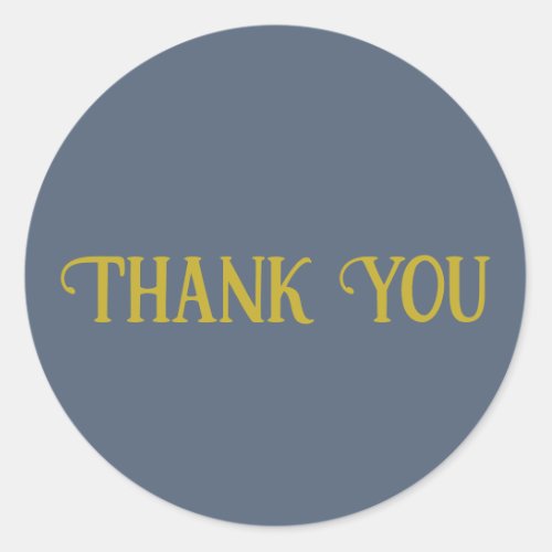 Thank You Retro Blue Solid Color Plain Classic Round Sticker