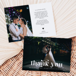 Thank You Retro Text Wedding Card