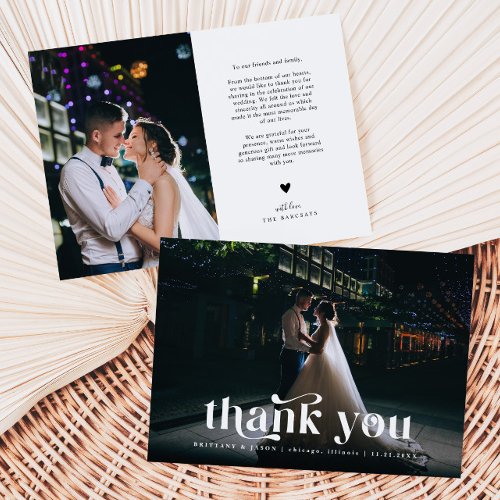 Thank You Retro Text Wedding Card Thank You Retro Text Wedding Card