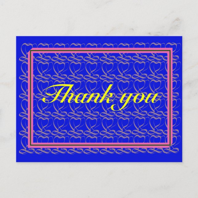 Thank you ~ribbon heart blue~ postcard (Front)