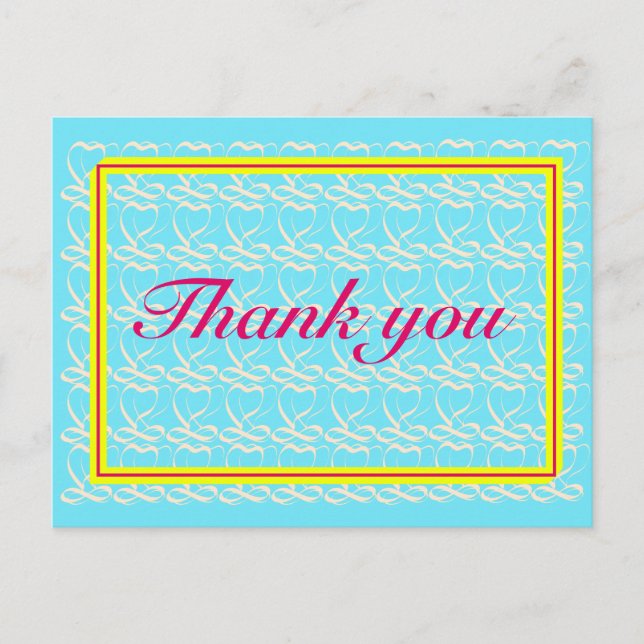 Thank you ~ribbon heart light blue~ postcard (Front)