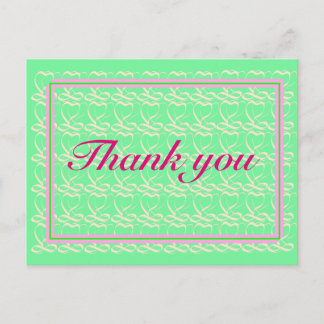 Thank you ~ribbon heart light green~ postcard