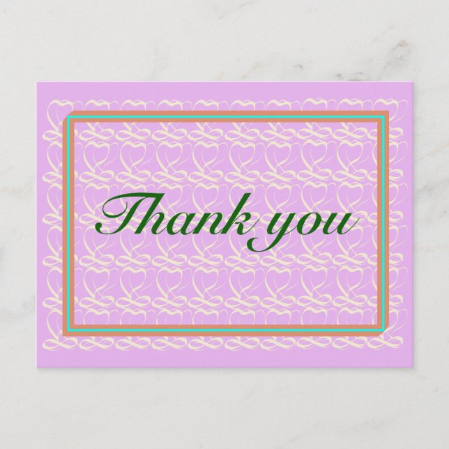 Thank you ~ribbon heart purple~ postcard (Front)