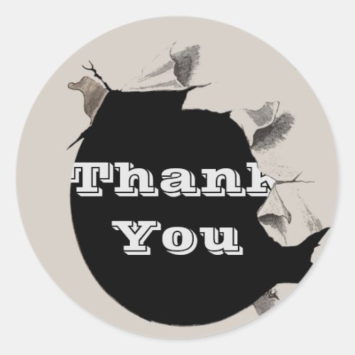 Thank You Ripped Page Torn Paper Appreciation Classic Round Sticker