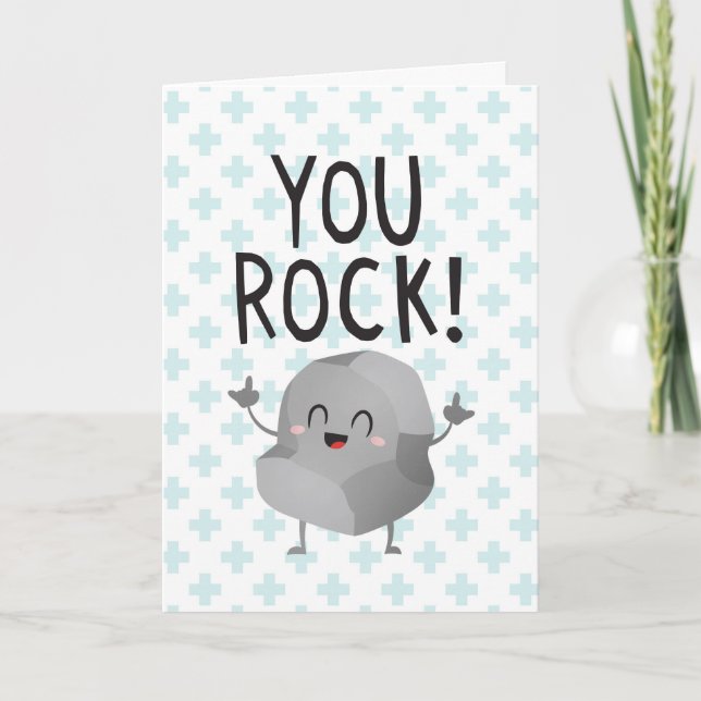 Thank you rock funny kawaii thanks care worker card (Front)