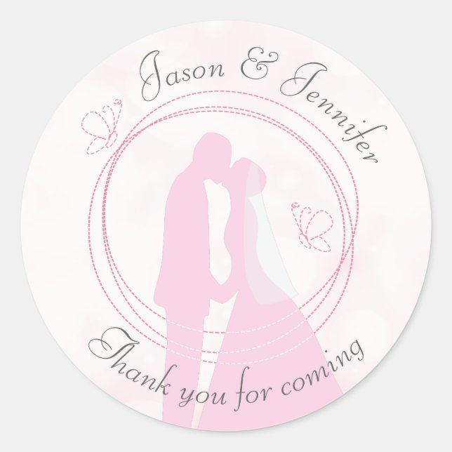 Thank you Romantic Dreamy Pink Wedding Stickers (Front)
