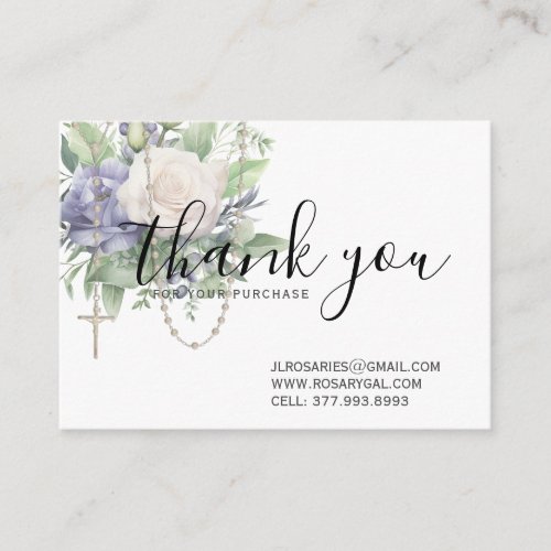 Thank You Rosary Religious lavender Floral Business Card