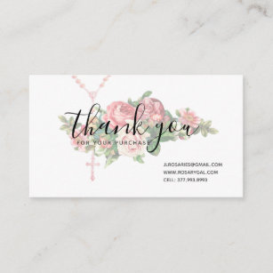 Thank You Rosary Religious Roses Business Card