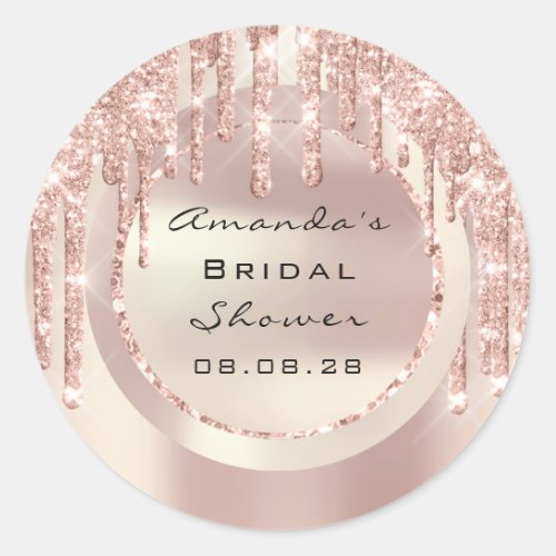 Thank You Rose Bridal Shower Drips 16th Glitter Classic Round Sticker