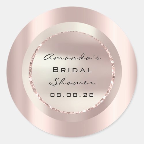 Thank You Rose Bridal Shower Sweet 16th Glitter Classic Round Sticker