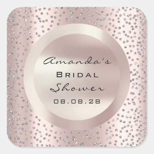 Thank You Rose Bridal Shower Sweet 16th Glitter Square Sticker