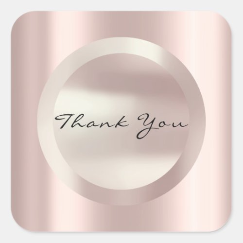 Thank You Rose Bridal Wedding Minimal 16th Elegant Square Sticker