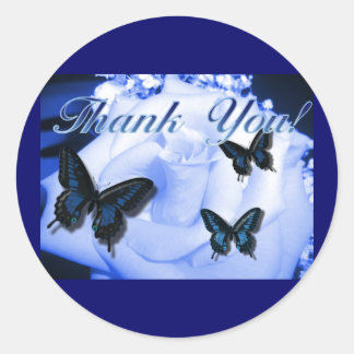Thank You Rose & Butterflies Classic Round Sticker