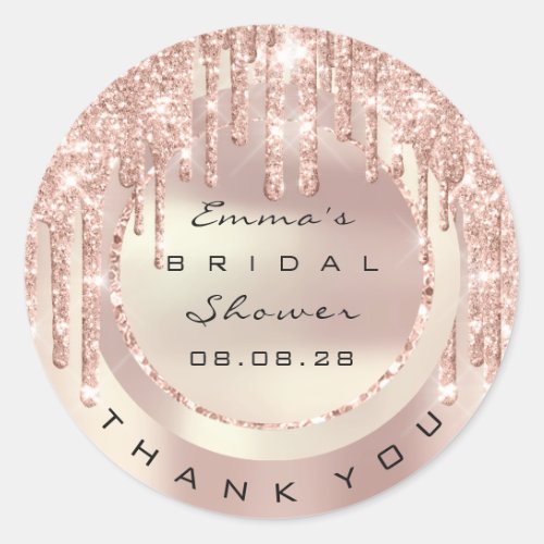 Thank You Rose Drips Bridal Shower 16th Spark Classic Round Sticker
