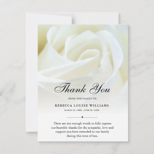 Thank You Rose Floral Funeral Photo Sympathy Grief | Zazzle